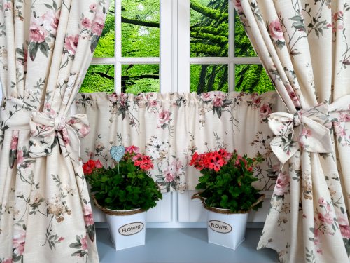 ZAKOSTYL ZASŁONY + ZAZDROSTKA KREM RÓŻE PROWANSJA