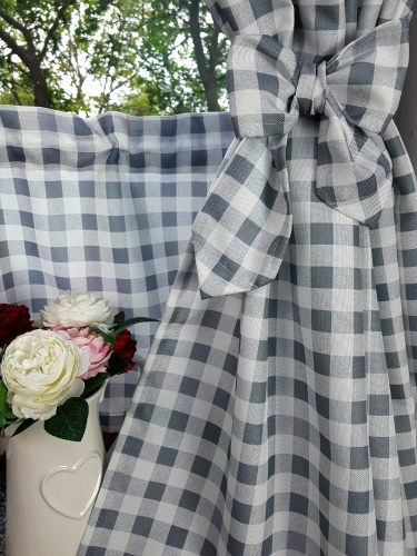 ZAKOSTYL ZASŁONY + ZAZDROSTKA SZARA KRATKA