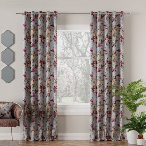 ZASŁONA BLACKOUT ELEONOR SZARE TŁO SZER.150cm