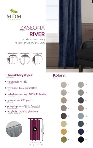 ZASŁONA DWUSTRONNA RIVER CZARY (KOLOR 016) JAK SZTRUKS