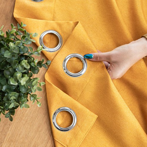 ZASŁONA EKSKLUZYWNA JODEŁKA MUSZTARDOWY SZER.140cm