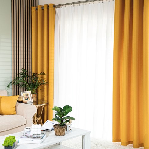 ZASŁONA EKSKLUZYWNA JODEŁKA MUSZTARDOWY SZER.140cm