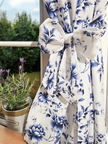 ZASŁONA FLORESA NIEBIESKA 160cm