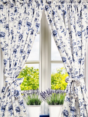 ZASŁONA FLORESA NIEBIESKA 160cm