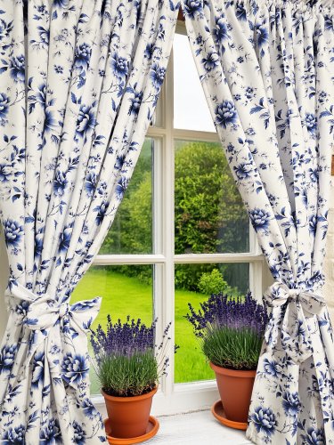 ZASŁONA FLORESA NIEBIESKA 160cm