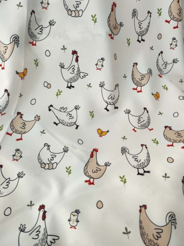 Tkanina plamoodporna kury koko kurki 150cm
