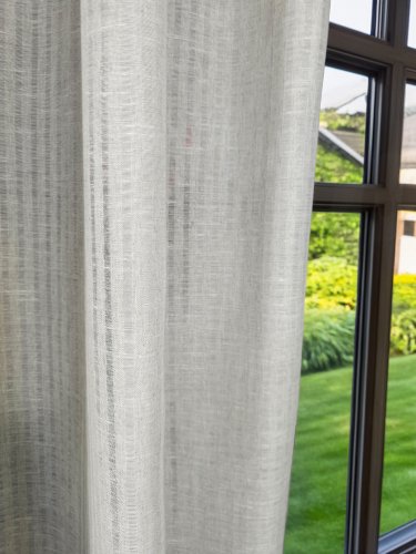 ZASŁONA LNIANY SPLOT BRĄZ BEŻ LEN NATURA SZER.130CM