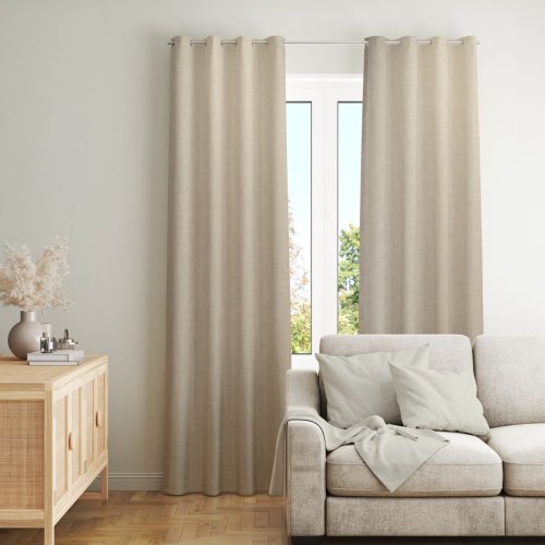 ZASŁONA O STRUKTURZE LNU ZACIEMNIAJĄCA BEŻOWY