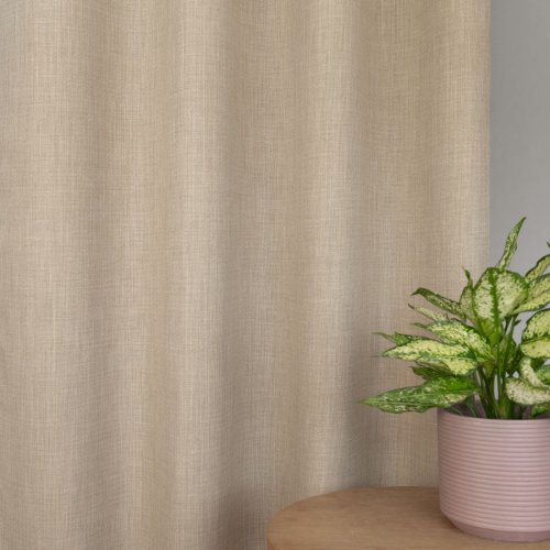 ZASŁONA O STRUKTURZE LNU ZACIEMNIAJĄCA CIEMNY BEŻ