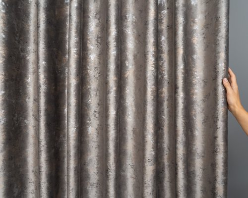 ZASŁONA VELVET BRĄZ GLAMOUR PRZECIERANE ZŁOTO SREBRO