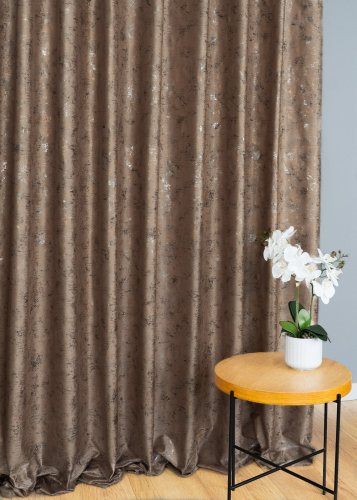 Zasłona velvet brązy glamour przecierane złoto srebro