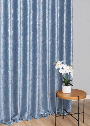 Zasłona velvet niebieski glamour przecierane złoto srebro