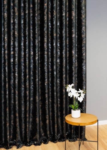 Zasłona velvet czarny glamour przecierane złoto srebro