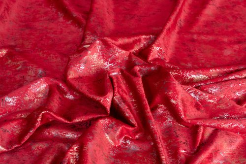 ZASŁONA VELVET CZERWONY GLAMOUR PRZECIERANE ZŁOTO SREBRO