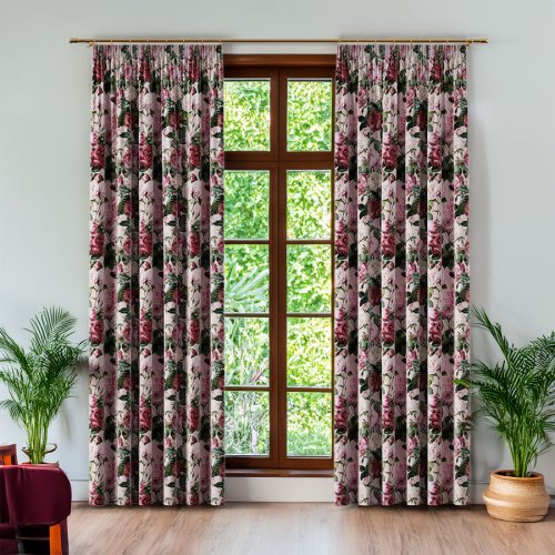 ZASŁONA VELVET  ROSES SZARE RÓŻ TŁO SZER.150cm