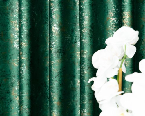 ZASŁONA VELVET ZIELONY GLAMOUR PRZECIERANE ZŁOTO SREBRO