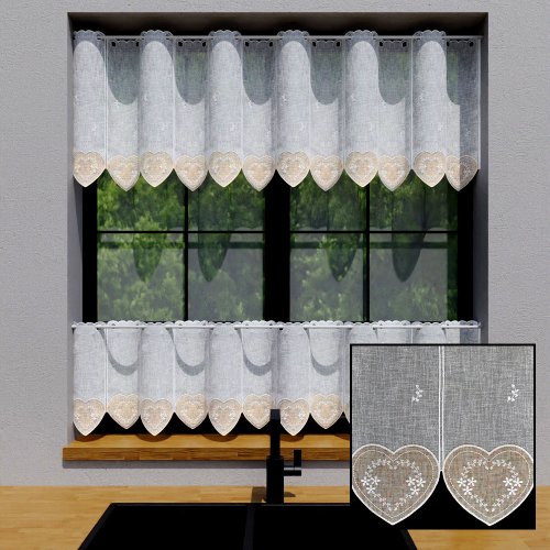 Zazdrostka panel haft vintage serca beż 40cm/60cm  (cena za 0,50mb)