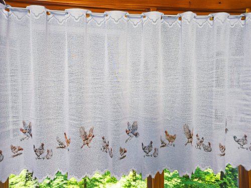 ZAZDROSTKA ŻAKARD KURY 50CM/70CM  (cena za 0,50mb)