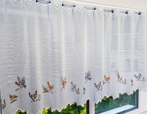 ZAZDROSTKA ŻAKARD KURY 50CM/70CM  (cena za 0,50mb)