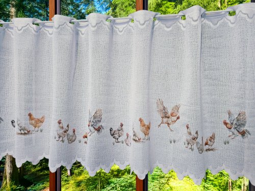 ZAZDROSTKA ŻAKARD KURY 50CM/70CM  (cena za 0,50mb)