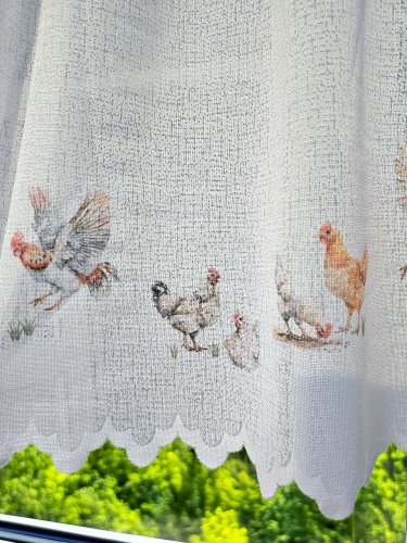 ZAZDROSTKA ŻAKARD KURY 50CM/70CM  (cena za 0,50mb)