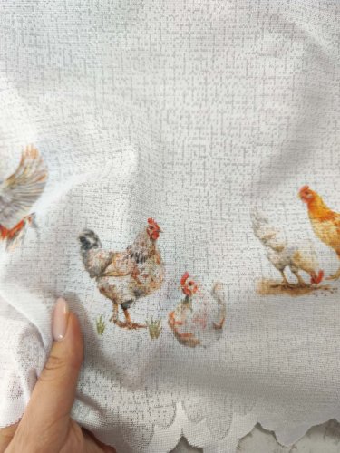 ZAZDROSTKA ŻAKARD KURY 50CM/70CM  (cena za 0,50mb)