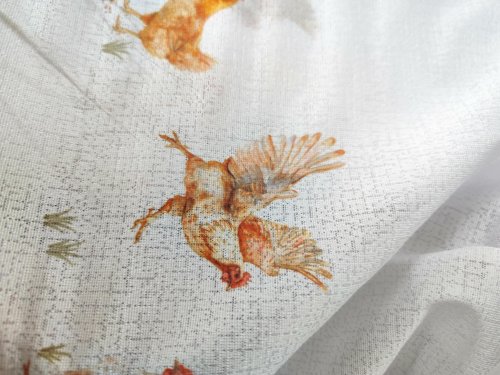 ZAZDROSTKA ŻAKARD KURY 50CM/70CM  (cena za 0,50mb)