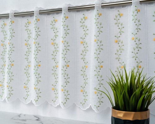 ZESTAW ZASŁON + LAMBREKIN + ZAZDROSTKA ZIELONA KRATKA KORONKA