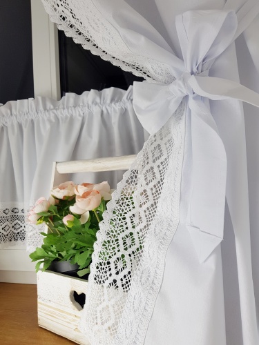 ZESTAW ZASŁON+ZAZDROSTKA KORONKA SHABBY CHIC