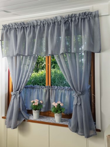 ZESTAW ZASŁON+ZAZDROSTKA+LAMBREKIN SZARY SABLE 