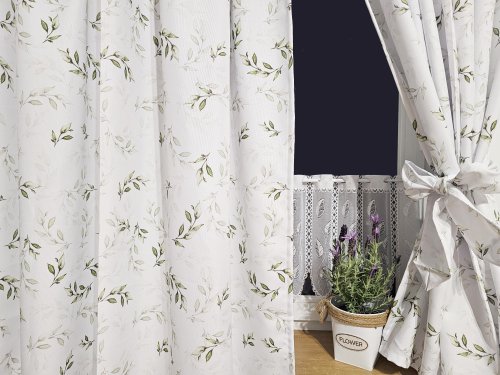 Zestaw zasłon+zazdrostka plamoodporny listki