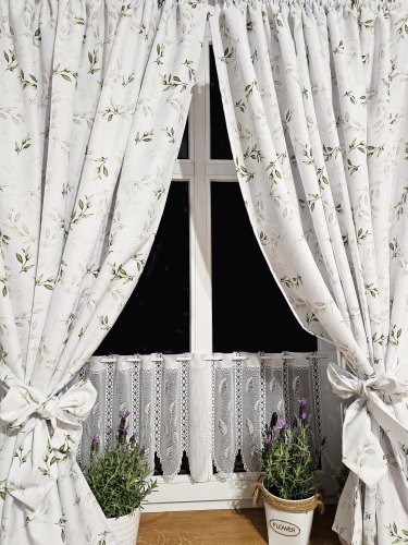 ZESTAW ZASŁON+ZAZDROSTKA PLAMOODPORNY LISTKI