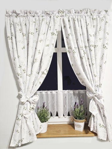 ZESTAW ZASŁON+ZAZDROSTKA PLAMOODPORNY LISTKI