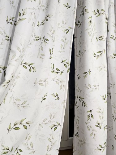 ZESTAW ZASŁON+ZAZDROSTKA PLAMOODPORNY LISTKI