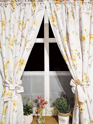 Zestaw zasłon+zazdrostka wiosna żónkile